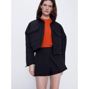 Black Zara High Waisted Quilted Textured Shorts (NWT)